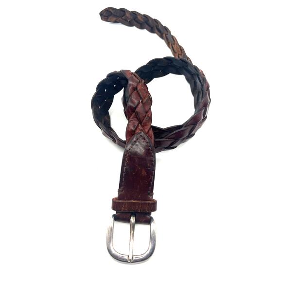 Kennith Cole Braided Woven Belt Brown Leather Mens Size 38 KM9901 - Picture 1 of 5